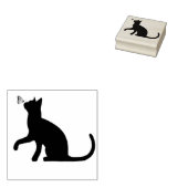 Zwarte kat en vlinder rubberstempel (Gestempeld)