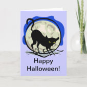 Zwarte kat en volle maan kaart (Voorkant)