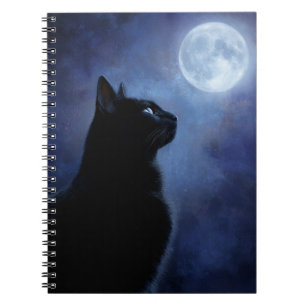 Zwarte kat en volle maan Notitieboek