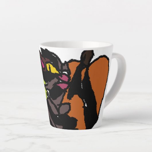 Zwarte kat en wilde herfst latte mok (Rechterhoek)