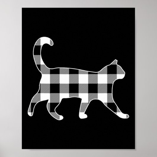 Zwarte kat en witte buffelplaid Kerstmis Poster (Voorkant)