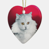 ZWARTE KAT EN WITTE KAT HART KERAMISCH ORNAMENT (Links)