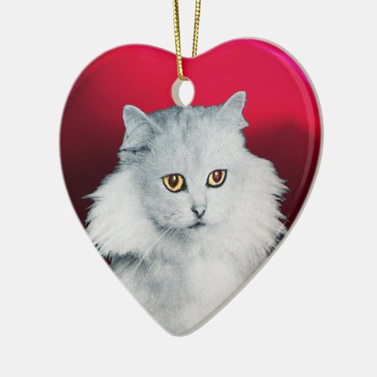 ZWARTE KAT EN WITTE KAT HART KERAMISCH ORNAMENT (Links)