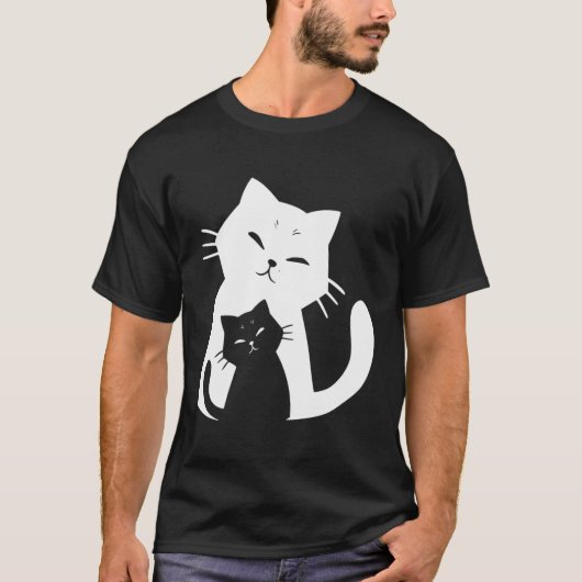 Zwarte kat en witte kat t-shirt (Voorkant)