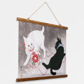 Zwarte kat en witte kat, Takahashi Shotei Hangend Wandkleed (Gebogen)
