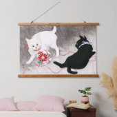 Zwarte kat en witte kat, Takahashi Shotei Hangend Wandkleed (Slaapkamer)