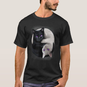 Zwarte kat en witte kat Yin en Yang Halloween voor T-shirt