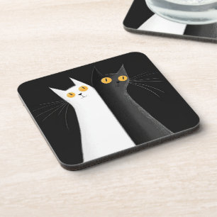 Zwarte Kat en Witte Katten op Zwart Bier Onderzetter