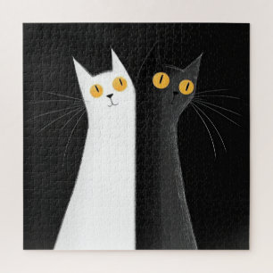 Zwarte Kat en Witte Katten op Zwart Legpuzzel