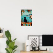 Zwarte Kat en Zee  Poster (Thuiskantoor)