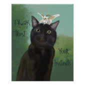 Zwarte Kat en Zijde Moth Foto Afdruk (Voorkant)