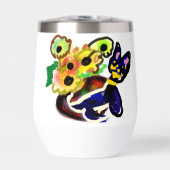 Zwarte kat en zonnebloemen  (Voorkant)