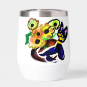 Zwarte kat en zonnebloemen  (Achterkant)