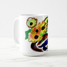 Zwarte Kat en Zonnebloemen  Koffiemok