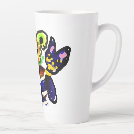 Zwarte Kat en Zonnebloemen Latte Mok (Rechts)