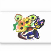 Zwarte Kat en Zonnebloemen  Sticker (Voorkant)