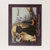 zwarte kat en zwarte kat en zwarte haak Pet maan Legpuzzel (Verticaal)