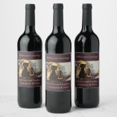  zwarte kat en zwarte kat en zwarte haak Pet maan Wijn Etiket (Flessen)