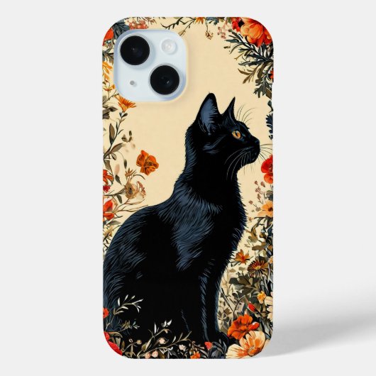 Zwarte Kat Esthetisch Minimaal Kat Liefhebber Cade Case-Mate iPhone Case (Achterkant)