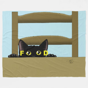 Zwarte Kat Eten Grappige Hongerige Kat Humor Fleece Deken