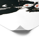 Zwarte Kat Eten Sushi - Kat Japanse Kunst Poster (Hoek)