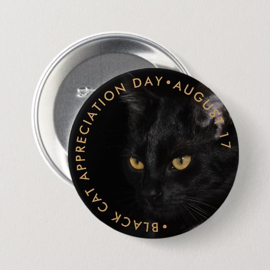 Zwarte kat-evaluatiedag ronde button 7,6 cm (Voorkant /achterkant)