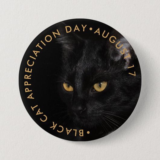 Zwarte kat-evaluatiedag ronde button 7,6 cm (Voorkant)