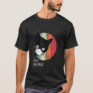Zwarte kat Ew Mensen Grafische donkere kleur T-shirt