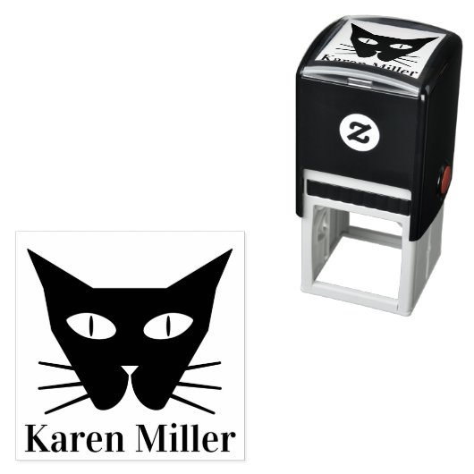 Zwarte Kat Eyes Aangepaste naam Zelfinktende Stempel (In situ)