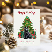 Zwarte kat familie Kerstmis Feestdagenkaart