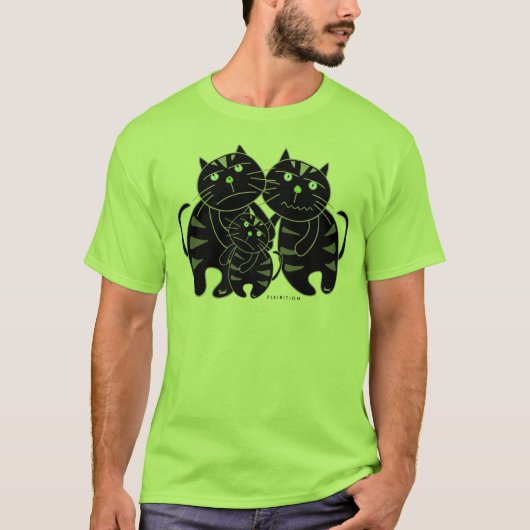 Zwarte Kat familie T-Shirt (Voorkant)