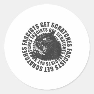 Zwarte kat fascisten krijgen krassen grappige kat  ronde sticker