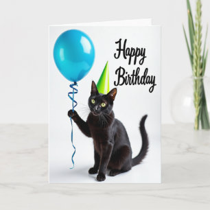 Zwarte Kat Feest Verjaardagskaart Kaart