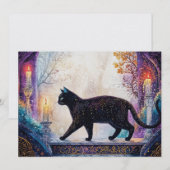 Zwarte kat feestdagenkaart (Voorkant / Achterkant)