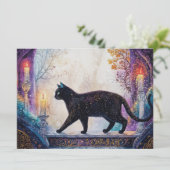 Zwarte kat feestdagenkaart (Staand voorkant)