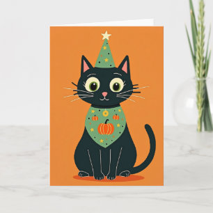Zwarte Kat Feesthoed Kaart