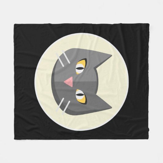 Zwarte kat fleece deken (Voorkant (Horizontaal))