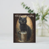 Zwarte kat gaat met alles op maat briefkaart (Staand voorkant)