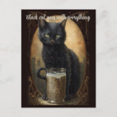 Zwarte kat gaat met alles op maat briefkaart (Voorkant)