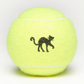 Zwarte kat gebogen rug Helder groene ogen Tennisballen (Voorkant)