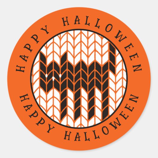 ZWARTE KAT GEBREID Kleine Ronde Envelop Afdichting Ronde Sticker (Voorkant)