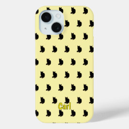 Zwarte kat (geel) iPhone 15 case