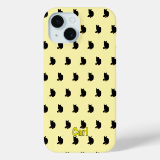 Zwarte kat (geel) iPhone 15 case