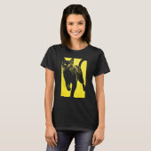 Zwarte Kat Geel Print T-shirt (Voorkant volledig)