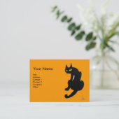 ZWARTE KAT, geel Sinaasappel Visitekaartje (Staand voorkant)