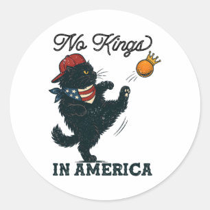 Zwarte Kat Geen Koningen In Amerika, Vintage Katte Ronde Sticker