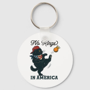 Zwarte Kat Geen Koningen In Amerika, Vintage Katte Sleutelhanger