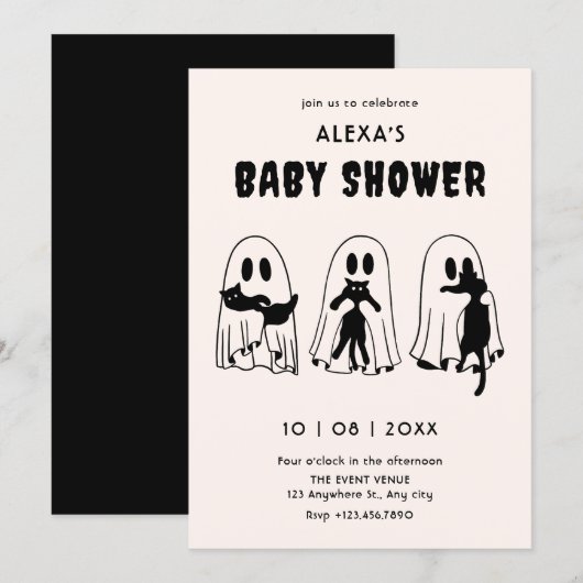 zwarte kat geest grappige baby shower kaart (Voorkant / Achterkant)
