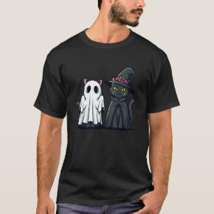Zwarte Kat Geest Heks Schattig Halloween Spel Kost T-shirt