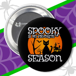 Zwarte Kat Geheime Griezelseizoen Gelukkig Hallowe Ronde Button 5,7 Cm